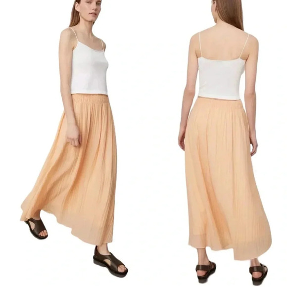 Vince Smocked Waist Gathered Maxi Skirt Peach Size L NWT - Picture 3 of 12